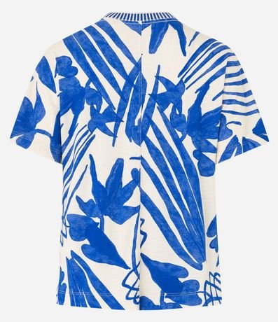 Blusa Manga Corta con Escote V y Estampa de Follaje 3