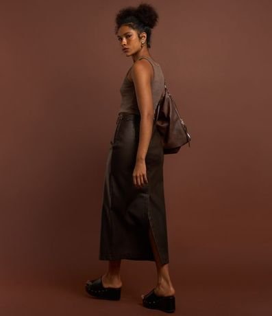 Pollera Midi en PU con Fenda 5