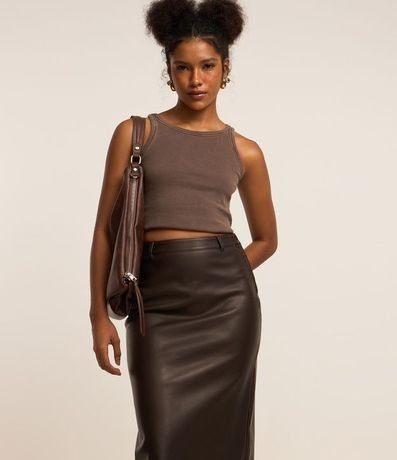 Pollera Midi en PU con Fenda 2