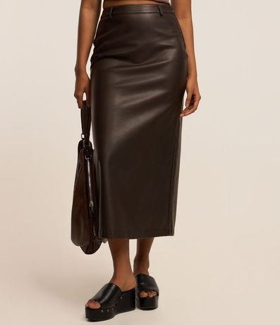 Pollera Midi en PU con Fenda 3