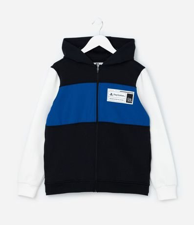 Saco Infantil con Bloques de Color y Estampa Playstation - Talle 5 a 14 años