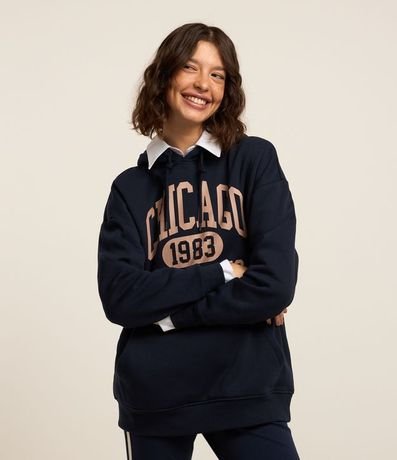 Buzo en Algodón con Forro Fleece y Estampa Chicago 1983