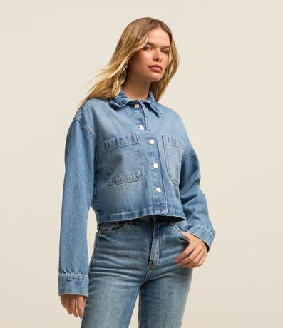 Camisa Overshirt en Jeans con Bolsos Delanteros 3