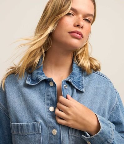 Camisa Overshirt en Jeans con Bolsos Delanteros 4
