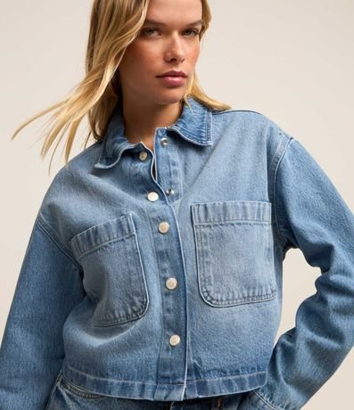 Camisa Overshirt en Jeans con Bolsos Delanteros 5
