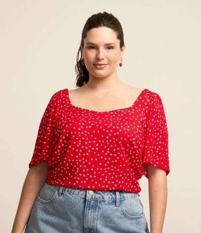 Blusa en Viscosa con Estampa de Pintas Curve & Plus Size