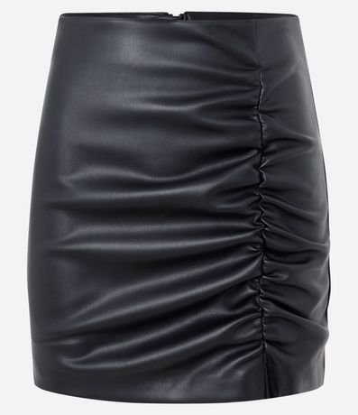 Pollera Corta en PU con Fruncido Delantero 5