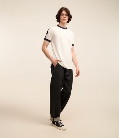 Remera Regular en Algodón con Rayas en los Hombros 2