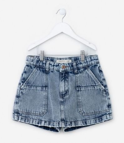 Short Pollera Infantil en Jeans con Bolsos - Talle 5 a 14 años