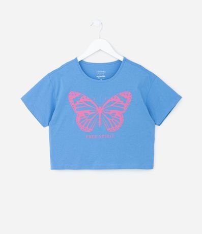 Remera Cropped con Estampa Mariposa - Talle 5 a 14 años