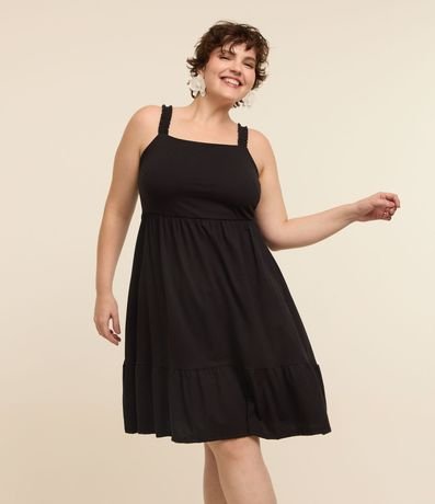 Vestido Corto en Algodón y Escote Cuadrado Curve & Plus Size