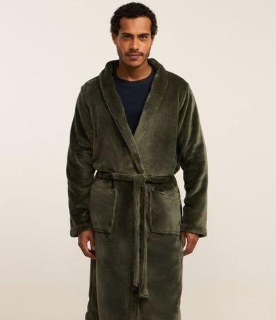 Bata de Baño en Fleece sin Estampa con Amarre 2