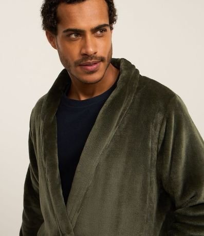 Bata de Baño en Fleece sin Estampa con Amarre 3