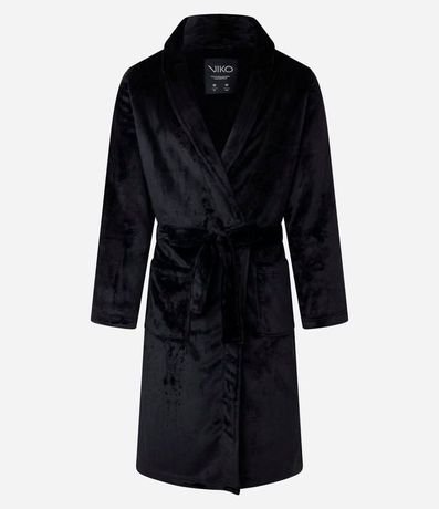Bata de Baño en Fleece sin Estampa con Amarre 1