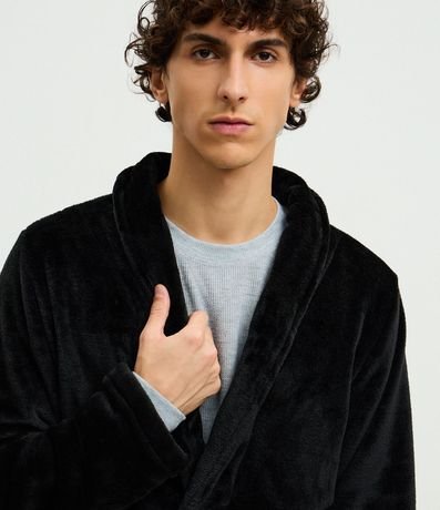 Bata de Baño en Fleece sin Estampa con Amarre 2