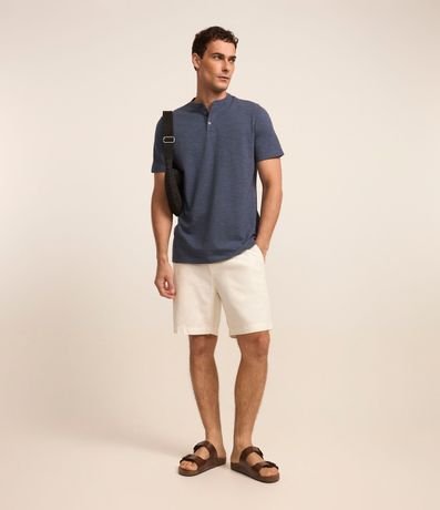 Remera en Algodón con Textura y Cuello Padre con Botón 3