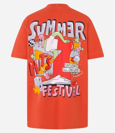 Remera Alargada en Algodón con Estampa Summer Hits Festival 8