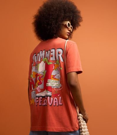 Remera Alargada en Algodón con Estampa Summer Hits Festival 5