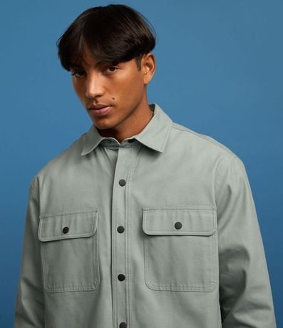 Camisa en Sarga con Botones y Bolsillos 5