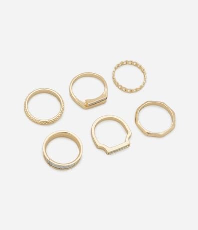 Kit 06 Anillos con Diferentes Formatos y Texturas con Revestimento Brillante