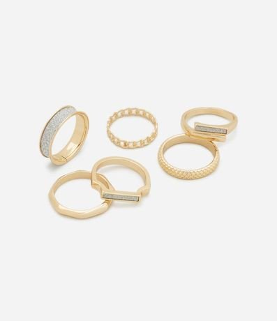 Kit 06 Anillos con Diferentes Formatos y Texturas con Revestimento Brillante 2