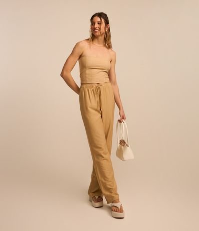 Pantalón Fluido Sastrería en Viscosa Rayada de Tiza