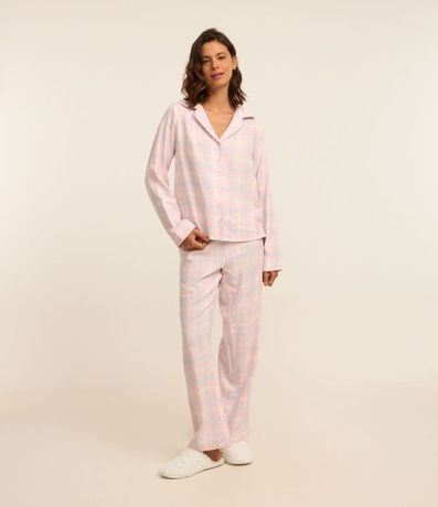 Pijama Largo Americano en Franela de Cuadros
