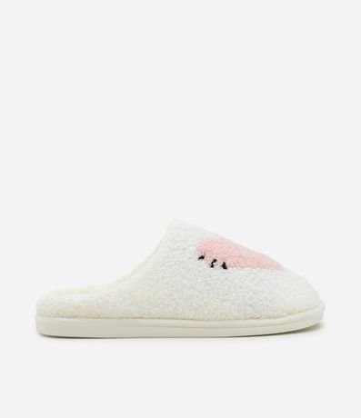 Pantufla Abierta de Peluche con Estampa Corazón