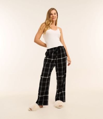 Pantalón de Pijama en Franela de Cuadros