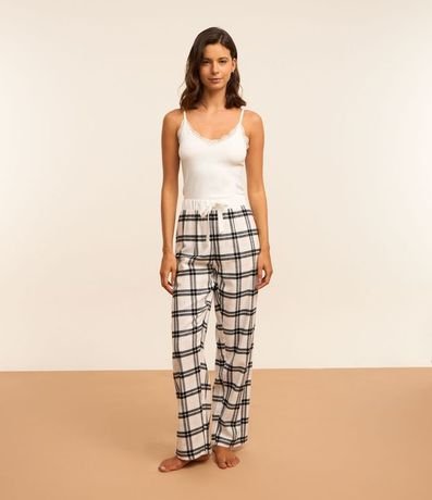 Pantalón de Pijama en Franela de Cuadros