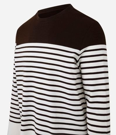 Remera en Algodón con Estampado Rayado y Bloques de Color 7