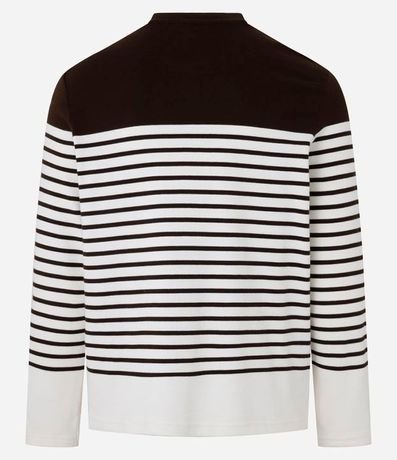 Remera en Algodón con Estampado Rayado y Bloques de Color 8