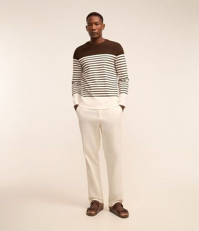 Remera en Algodón con Estampado Rayado y Bloques de Color 2