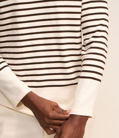 Remera en Algodón con Estampado Rayado y Bloques de Color 3