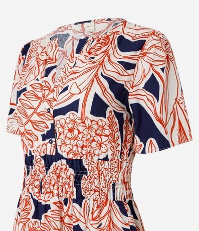 Vestido Evasê Largo Midi en Tricolina con Follajes Estampadas 6