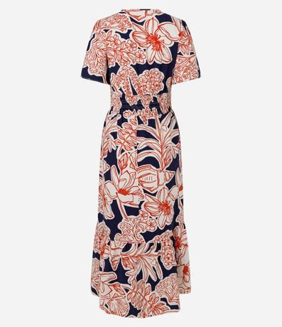Vestido Evasê Largo Midi en Tricolina con Follajes Estampadas 7