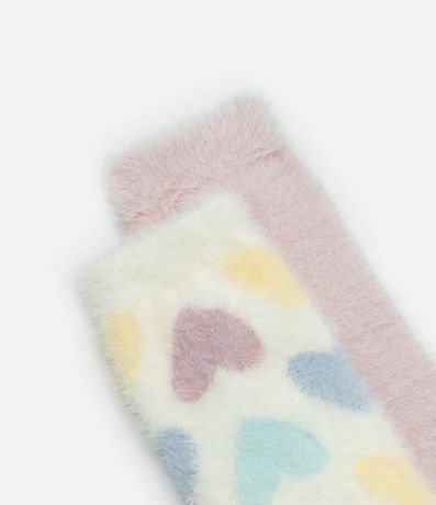 Kit 02 Medias Caña Larga con Pelito y Estampa de Corazón 4