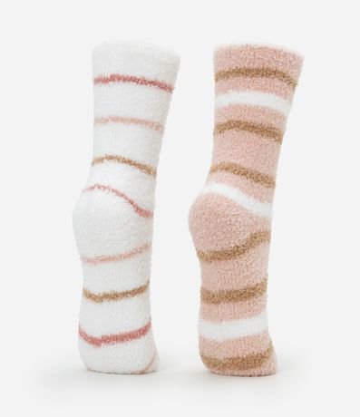 Kit 02 Medias Caña Larga en Chenille Rayadas 3