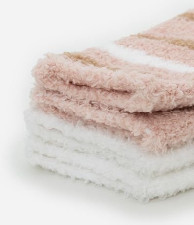 Kit 02 Medias Caña Larga en Chenille Rayadas 4