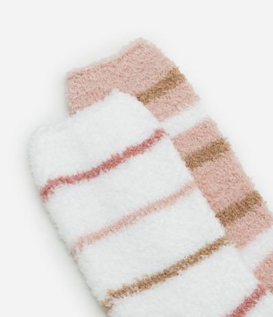 Kit 02 Medias Caña Larga en Chenille Rayadas 5