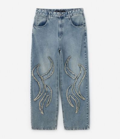 Pantalón Baggy en Jeans con Bordado Tribal 6