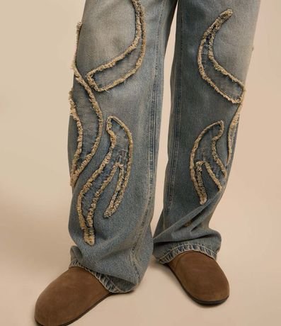 Pantalón Baggy en Jeans con Bordado Tribal 4
