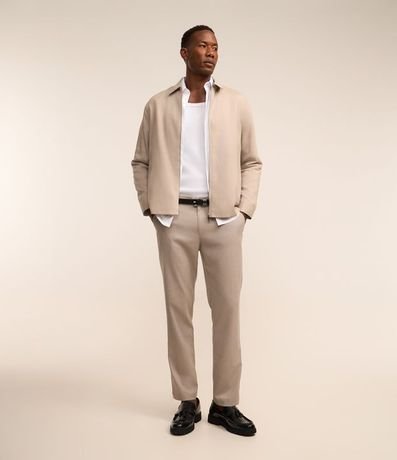 Pantalón Slim Sastrería con Estampa de Cuadros en Hilo Teñido