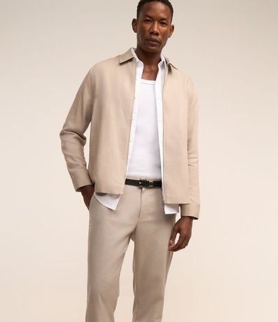 Pantalón Slim Sastrería con Estampa de Cuadros en Hilo Teñido 3