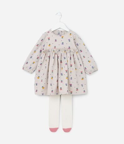Vestido Infantil con Media Can Can y Estampa Tulipa - Talle 1 a 5 años