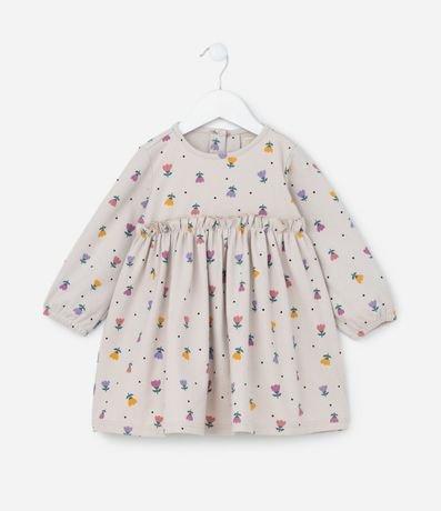 Vestido Infantil con Media Can Can y Estampa Tulipa - Talle 1 a 5 años 2