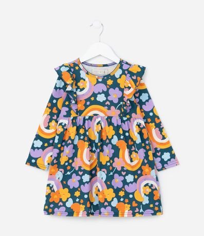 Vestido Infantil con Volados en los Hombros y Estampa Divertida - Talle 1 a 5 años