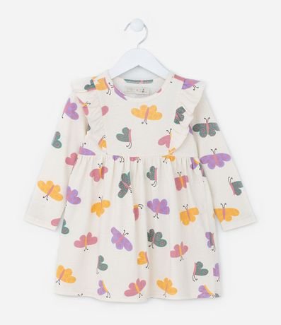 Vestido Infantil con Volados y Estampa Mariposas - Talle 1 a 5 años