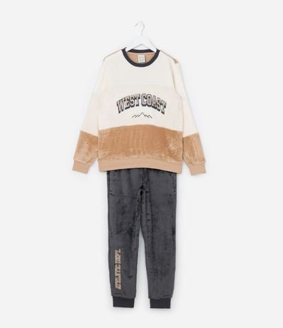 Pijama Infantil en Fleece con Bordado West Coast - Tam  5 a 14 años