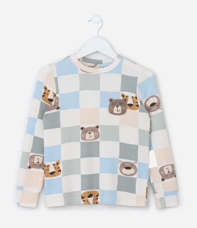 Pijama Infantil Tricosado con Estampa Animalitos y de Cuadros - Talle 2 a 6 años 2